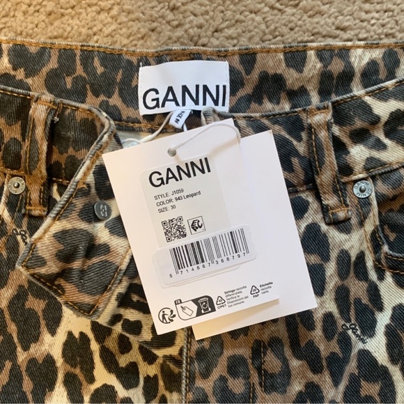 Ganni Brown Leopard Print Jeans - Picture 3 of 5
